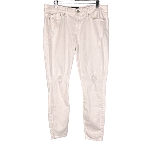 Vince 5 Pocket Ankle Skinny White Distressed Jeans Size 30 - Picture 1 of 13